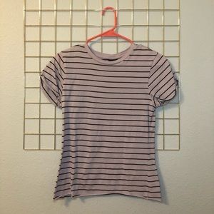 lilac and black striped short-sleeved tee
